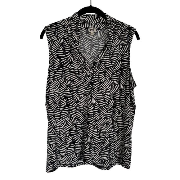 Anne Klein Sleeveless V-Neck Top Black & White Size Large‎ - Picture 1 of 3